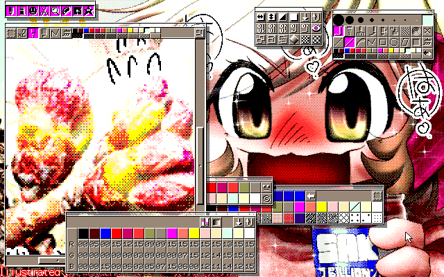 【デジタル8色アナログ16色】「咲け酒咲け酒」MAG形式生成のためのマルチペイント(MPS.EXE Ver1.01)画面