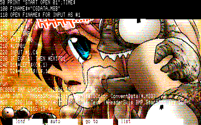 【デジタル8色アナログ16色】「憑りつかれたら最後」PC8801展開中の画面