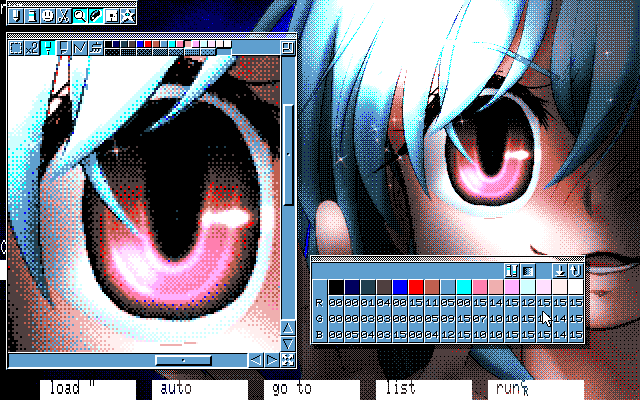 【デジタル8色アナログ16色】「こっちにおいでヨ」MAG形式生成のためのマルチペイント(MPS.EXE Ver1.01)画面