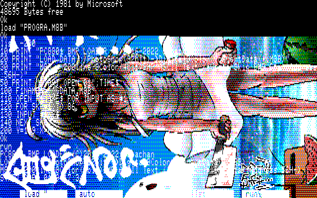 【デジタル8色アナログ16色】「納涼スイカ」PC8801展開中の画面