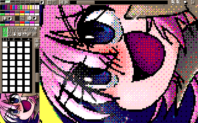 【デジタル8色アナログ16色】「逃走手順を確認すw」MAG形式生成のためのマルチペイント(MPS.EXE Ver1.01)画面