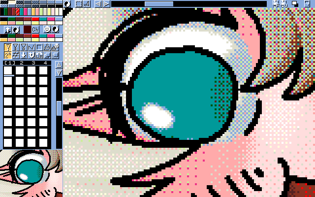 「店番ぬこ部員(漫研)」MAG形式生成のためのマルチペイント(MPS.EXE Ver1.01)画面