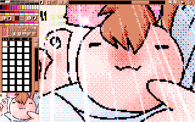 【デジタル8色アナログ16色】「今年は式典辞退の母…」MAG形式生成のためのマルチペイント(MPS.EXE Ver1.01)画面