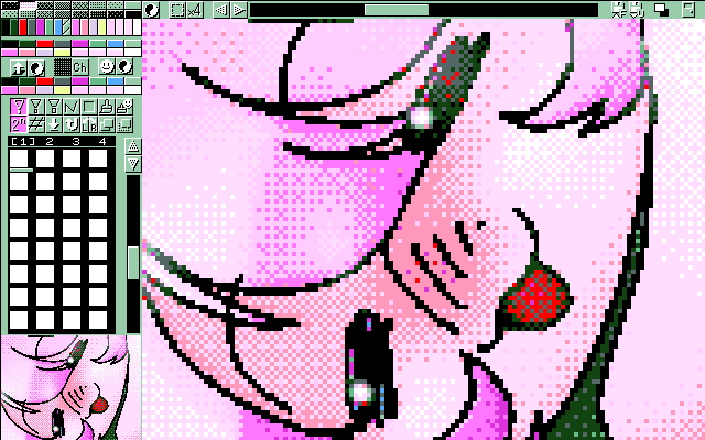 【デジタル8色アナログ16色】「酒枕と場所取り(幸)」MAG形式生成のためのマルチペイント(MPS.EXE Ver1.01)画面